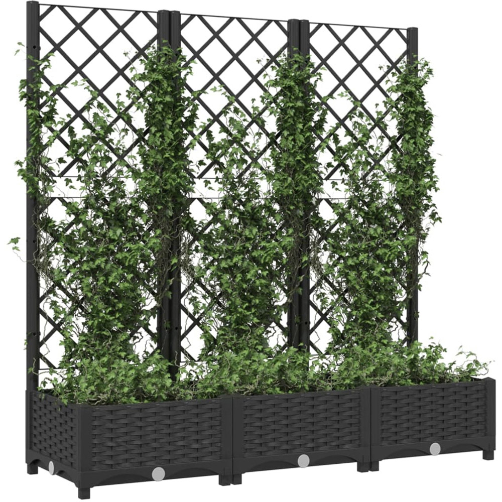 vidaXL Black Polypropylene Garden Planter with Trellis 120 x 40 x 121.5cm Image 2