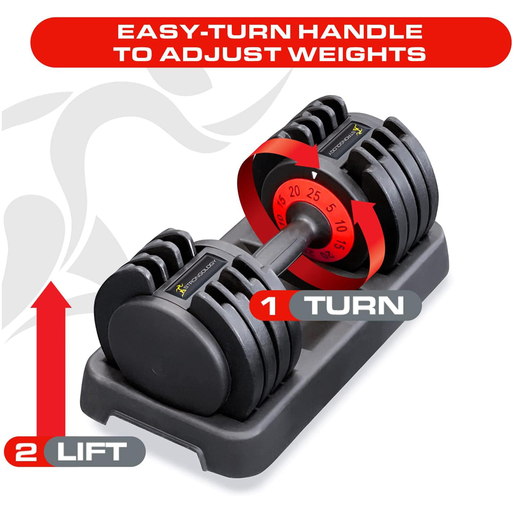 Strongology Tundra 25 Black Adjustable Dumbbell and Weights Set 25kg Image 7