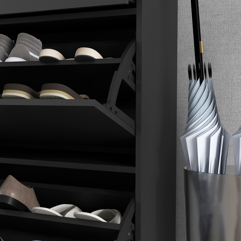 Portland Black 2 Flip Door Shoe Storage Cabinet Image 3