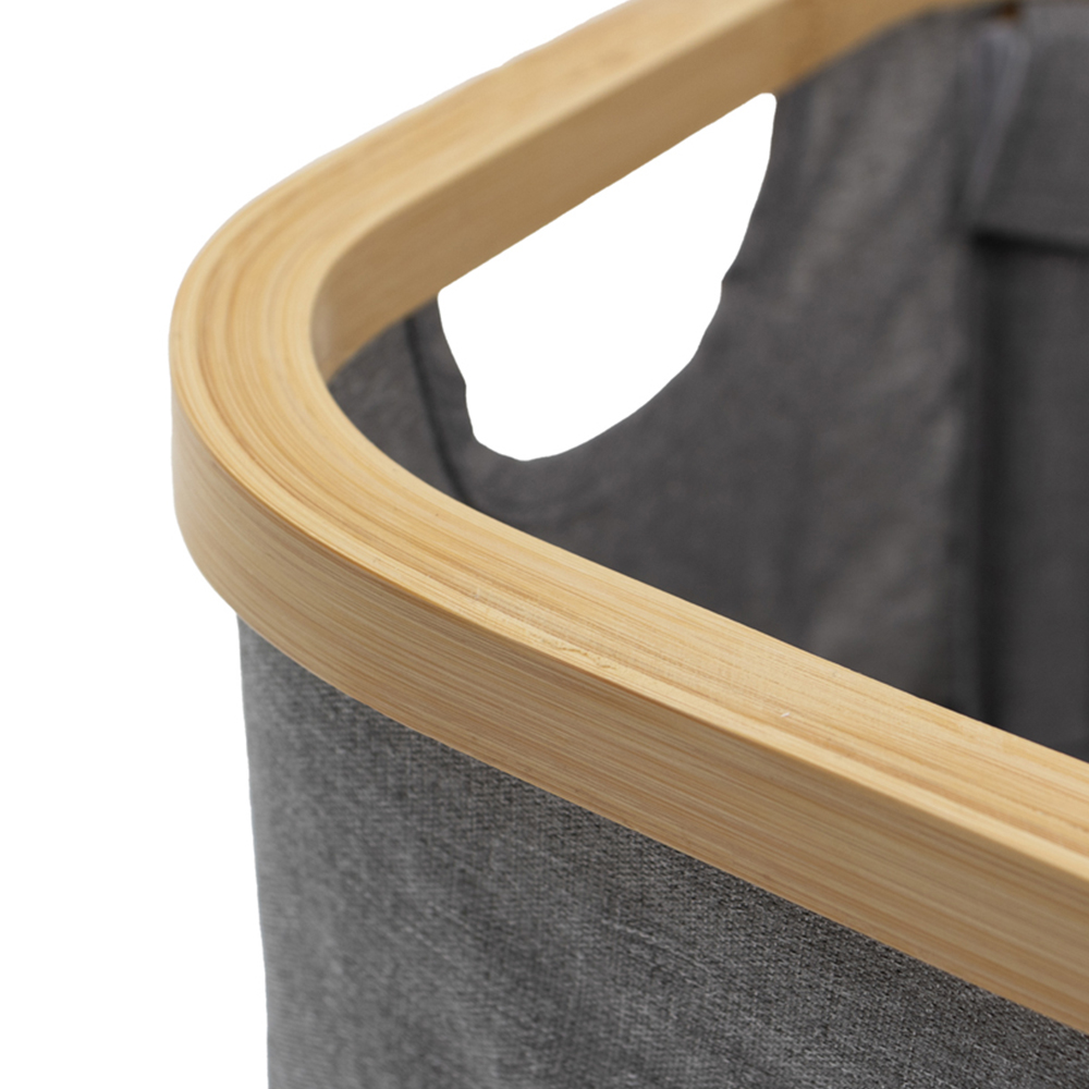 JVL Bambanio 26L Grey Bamboo Foldable Storage Basket Image 5