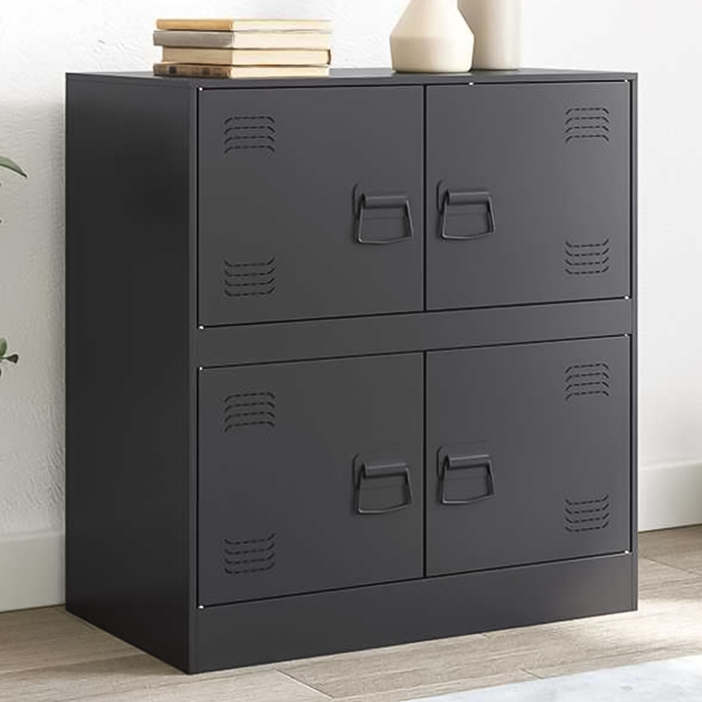 vidaXL 4 Door Black Metal Sideboard Image 1