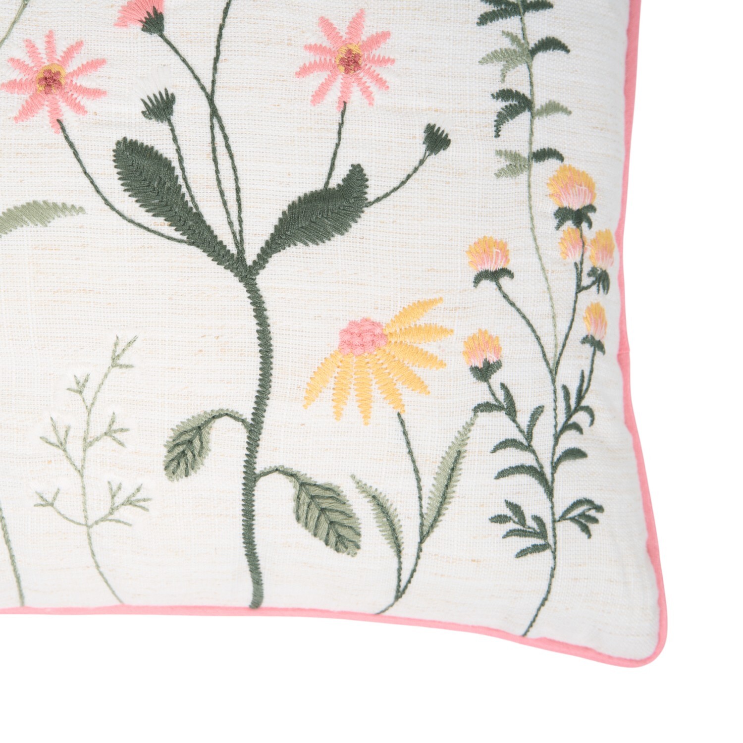 Posie Embroidered Cushion White Image 3