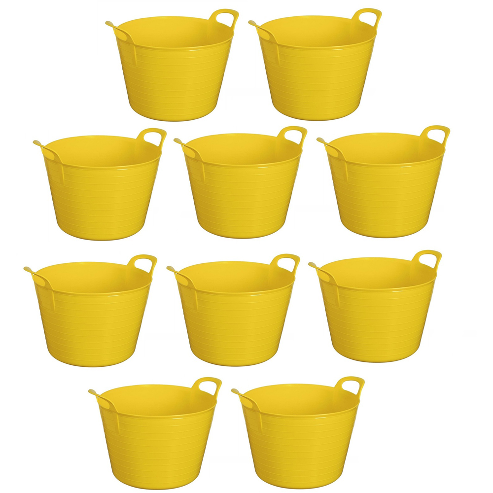 Eurotrade 42L Yellow Plastic Storage Bucket 10 Pack Image 1