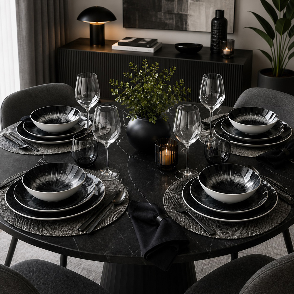 Waterside Black Star 12 Piece Dinner Set Image 2