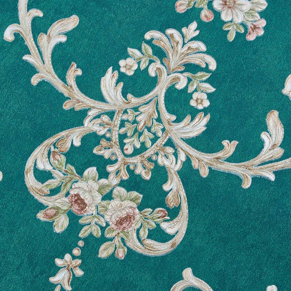 Living and Home Damask Pattern Rectangle 3D Embossed Dark Green Non-Pasted Wallpaper Image 6