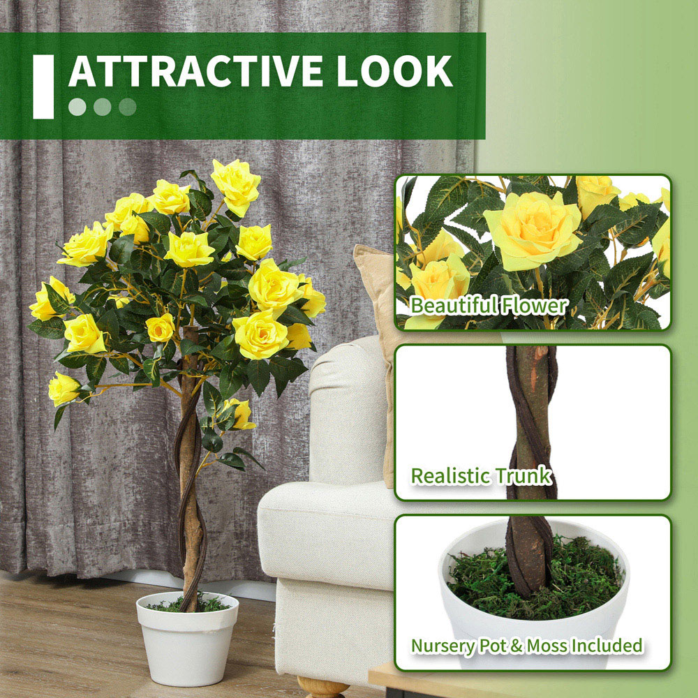 Portland Yellow Rose Artificial Tree in Pot 90cm 2 Pack Image 8