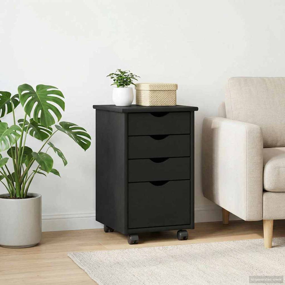 vidaXL 4 Drawer Black Rolling Storage Cabinet Image 8