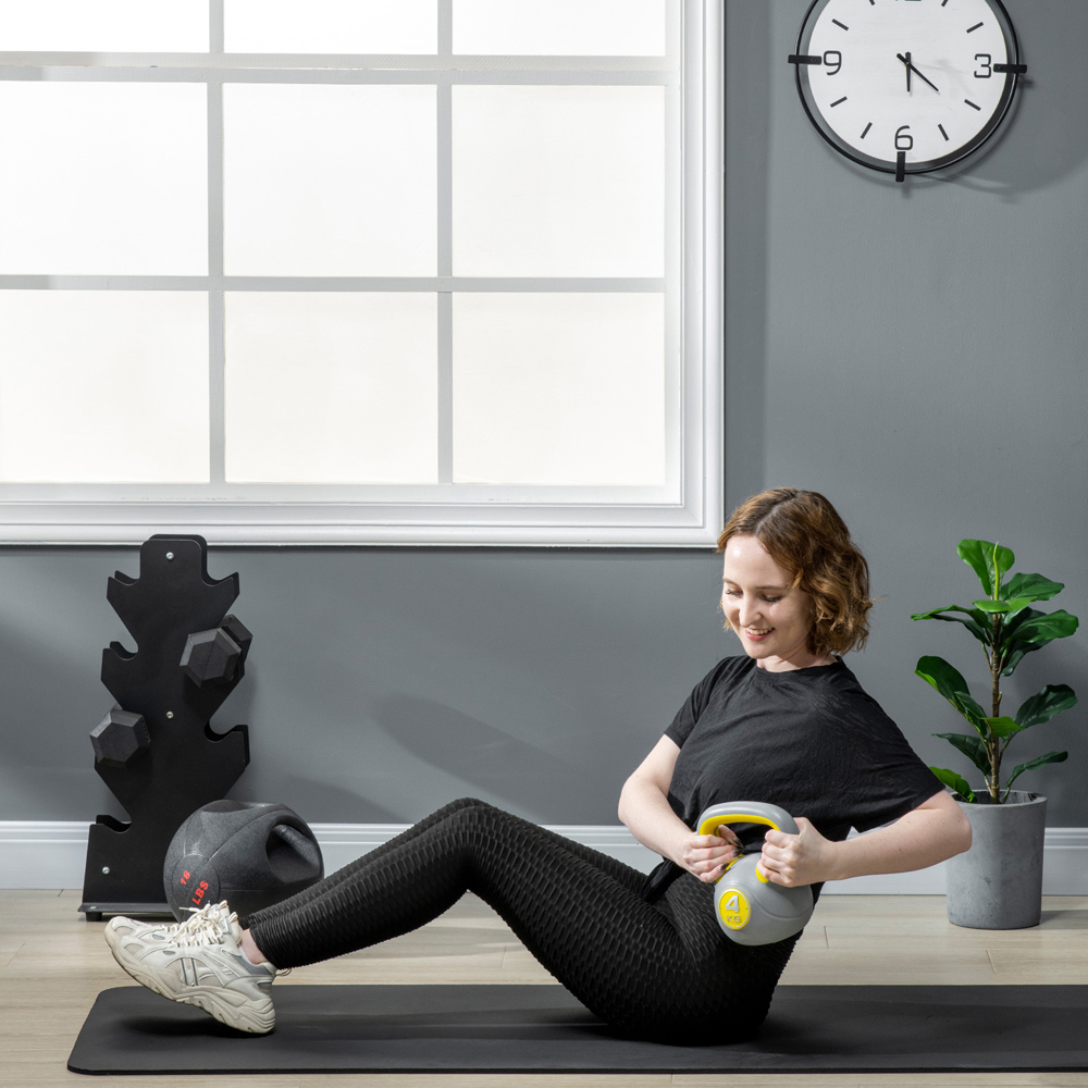 SPORTNOW Yellow and Grey Kettle Bell with Handle 4kg Image 5