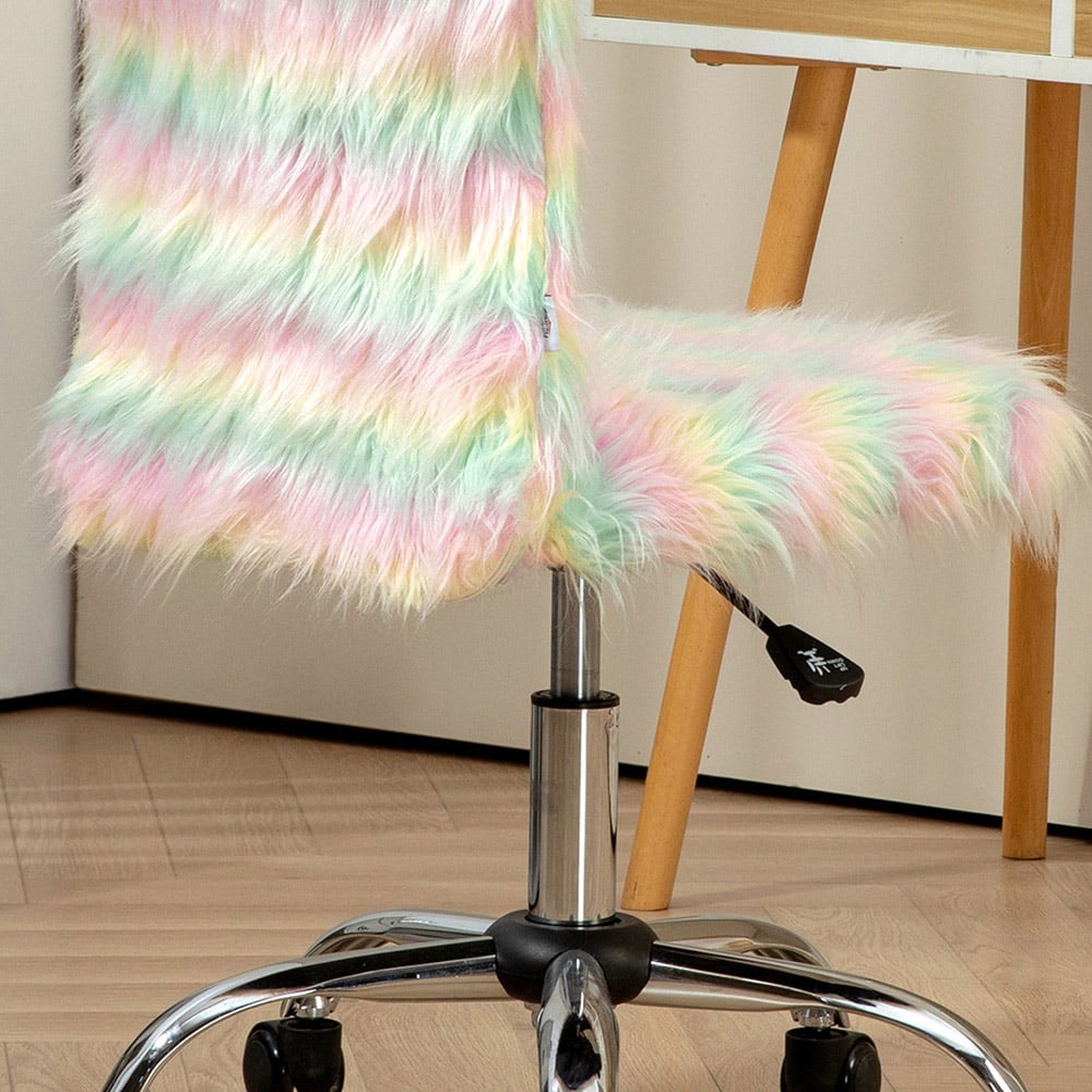 Portland Multicolour Fluffy Makeup Vanity Chair with Swivel Wheels Image 4