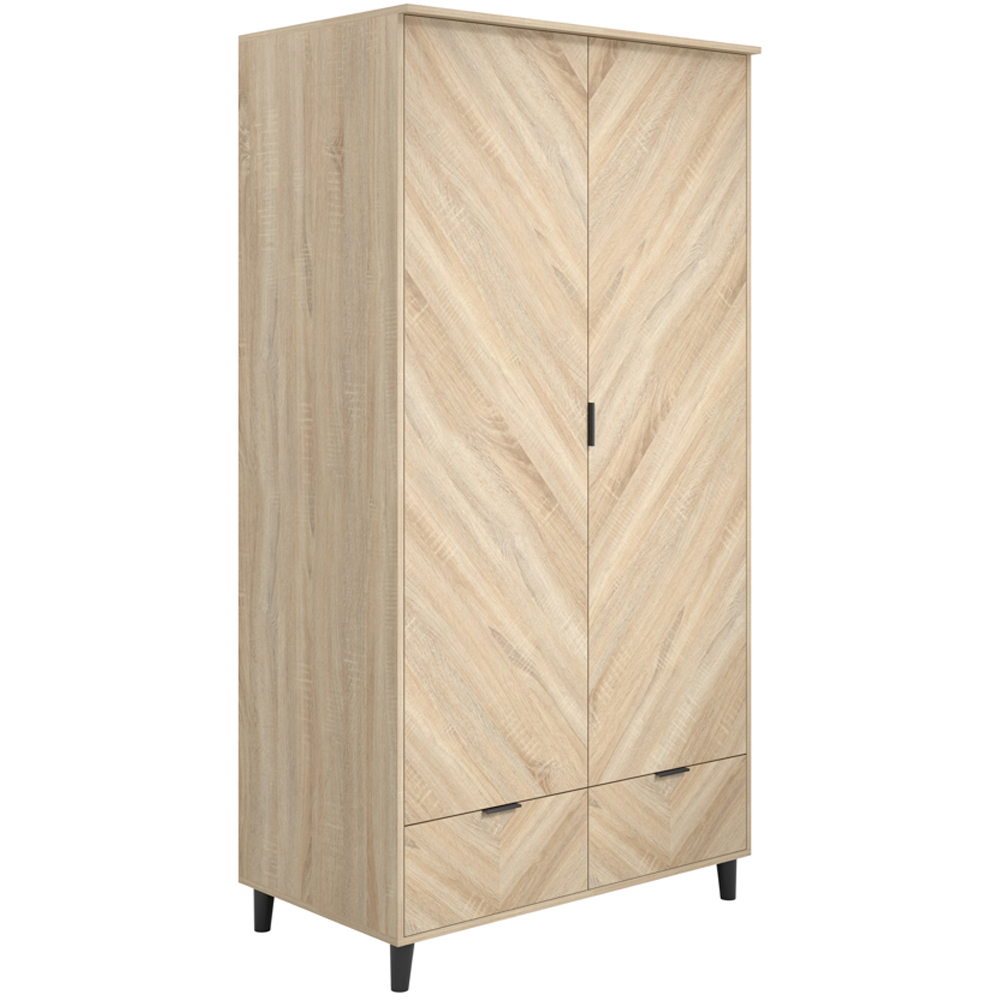 Stockholm Chevron 2 Door 2 Drawer Sonoma Oak Wardrobe Image 3