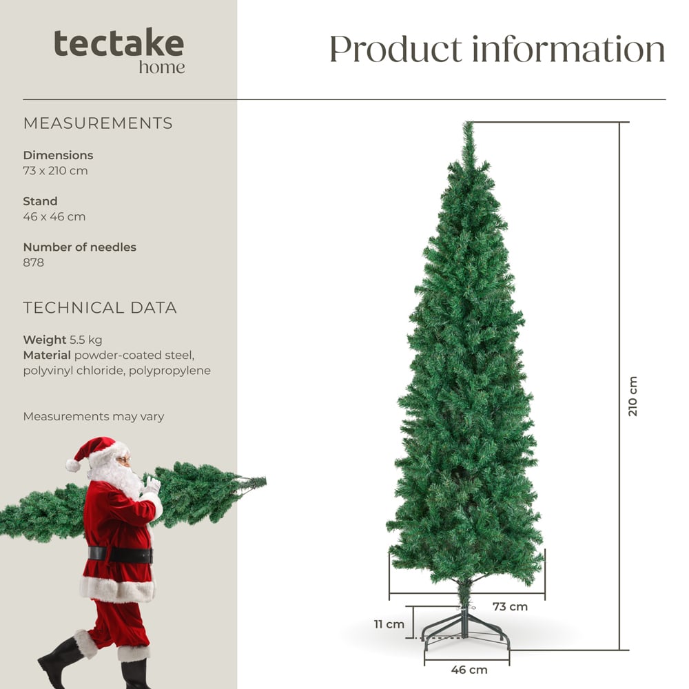 tectake Dense Needle Fir Tree Green Artificial Christmas Tree 6.8ft Image 9