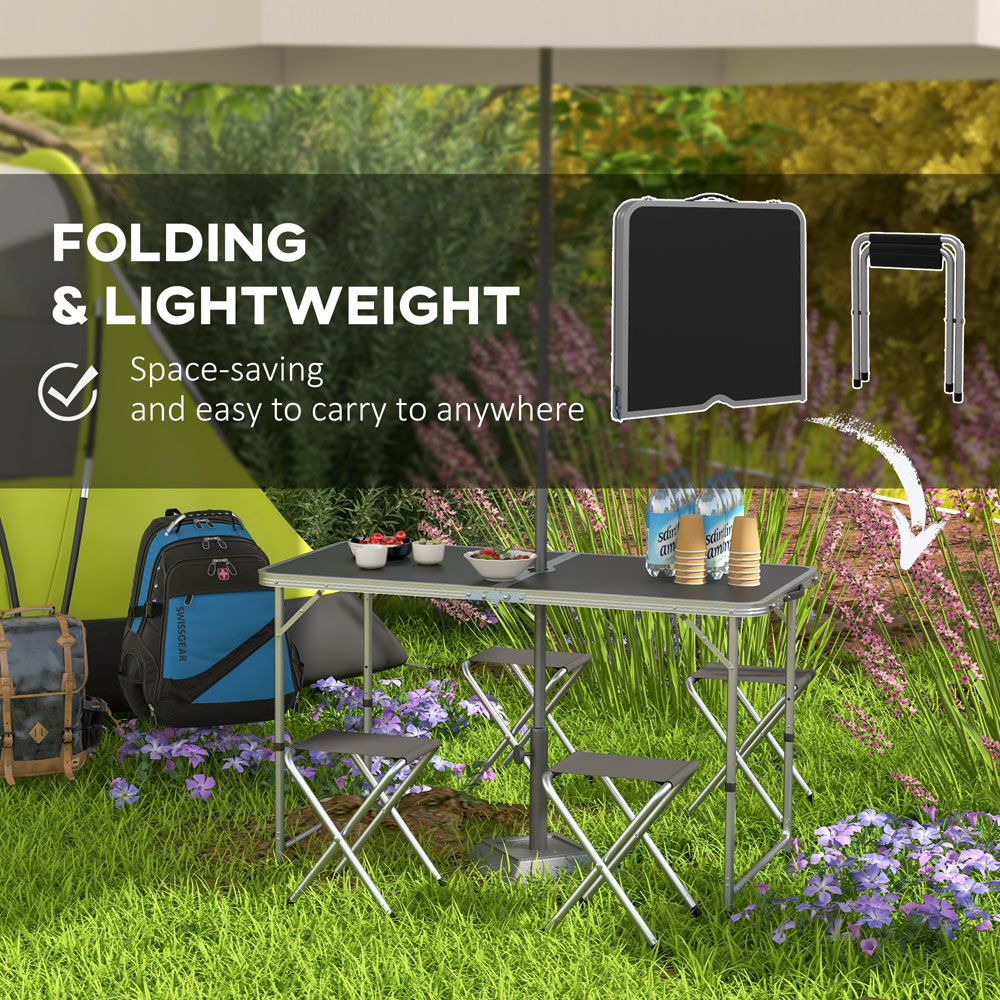 Outsunny 4 Seater Black Foldable Camping Chair and Table Set Image 7