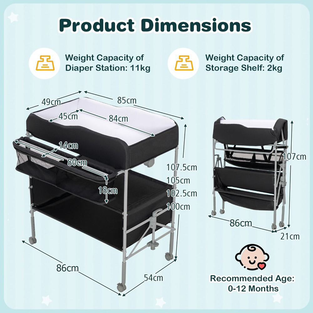 Costway Dark Grey Multifunctional Folding Baby Highchair Image 7