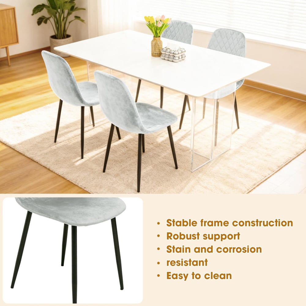 Alivio Set of 4 Grey Velvet Dining Chair Image 8