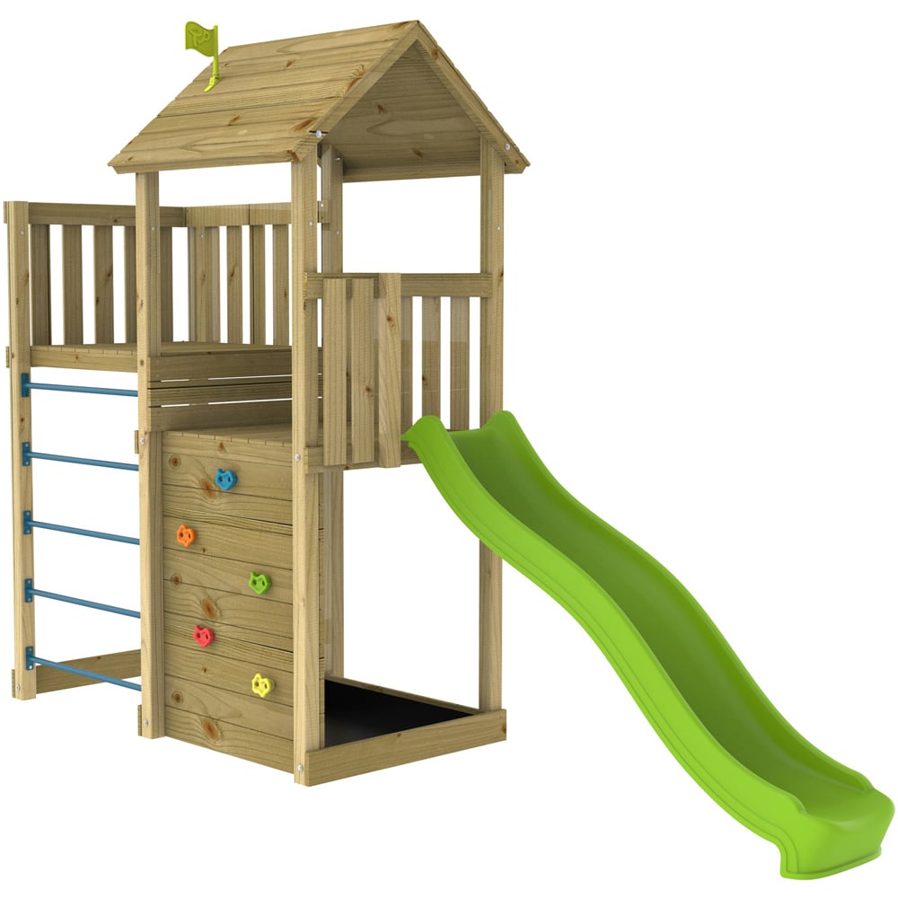 TP Skywood Kids Wooden Climbing Frame with Sky Deck and Slide Image 1