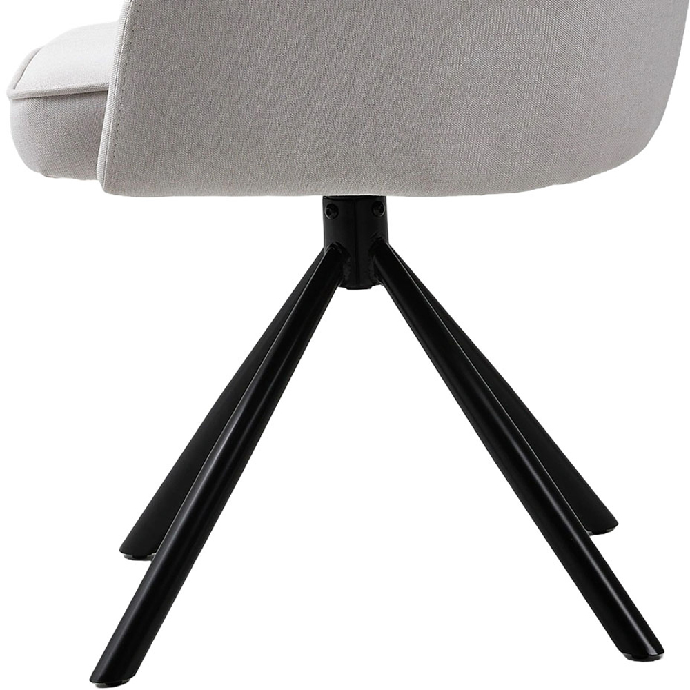 Living and Home White Linen Swivel Chair with Iron Legs Image 4