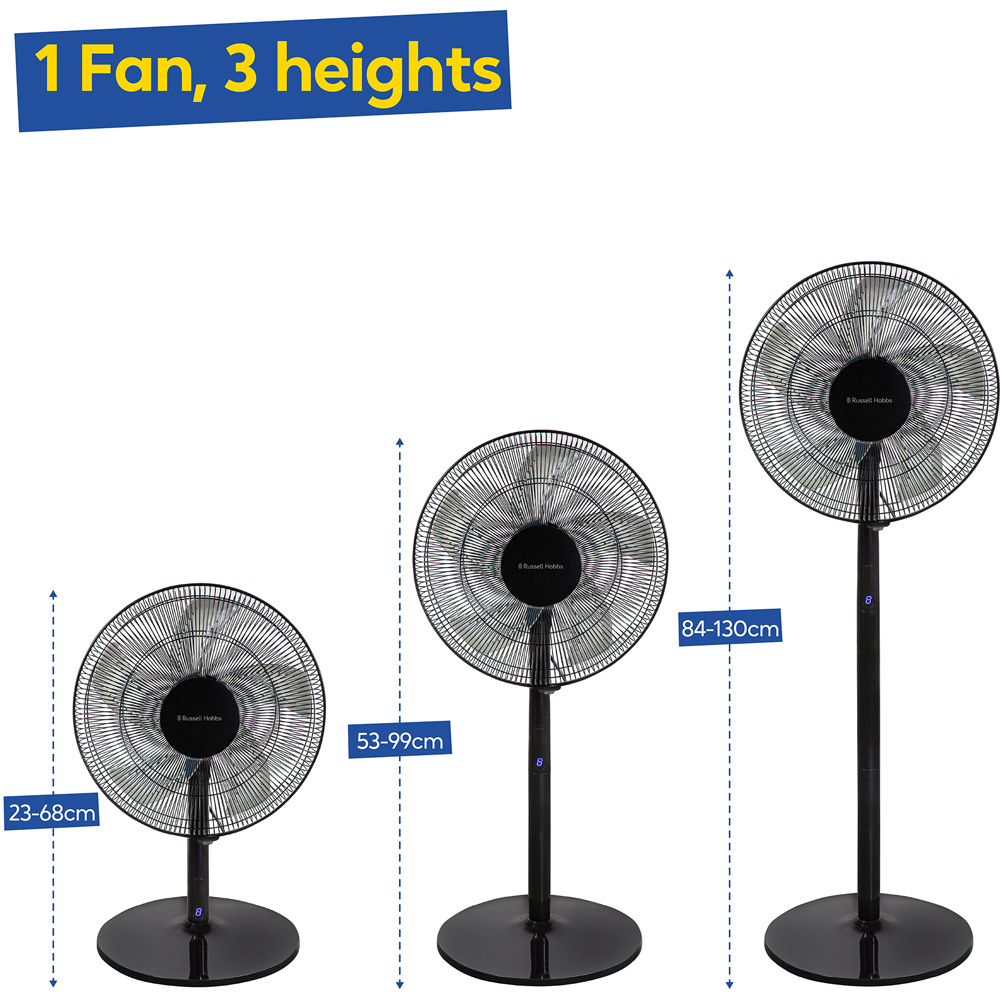 Russell Hobbs 3-in-1 Black Adjustable Height Pedestal Fan with Remote Image 9