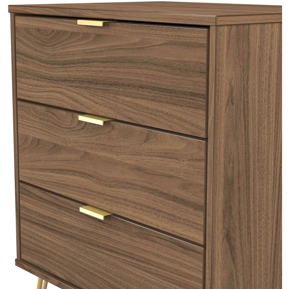 Crowndale Hong Kong 3 Drawer Carini Walnut Midi Chest of Drawers Ready Assembled Image 4