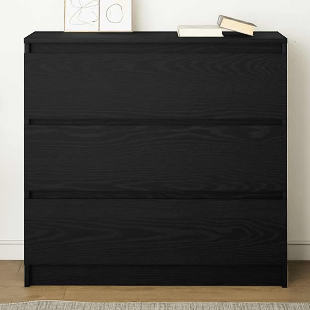 vidaXL 3 Drawer Black Oak Sideboard Image 1