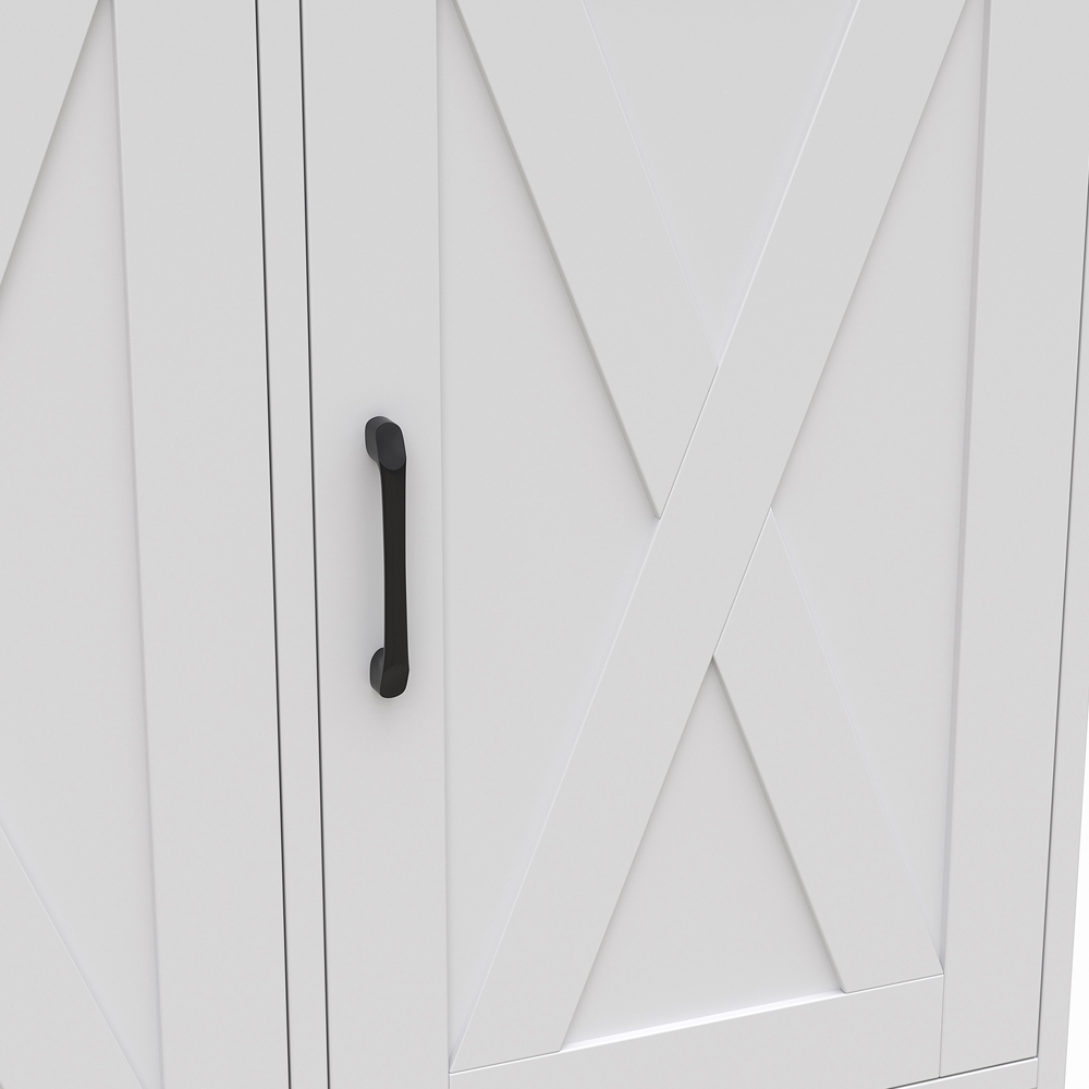 Living and Home 3 Door 3 Drawer White and Wood X-Pattern Sideboard Image 3