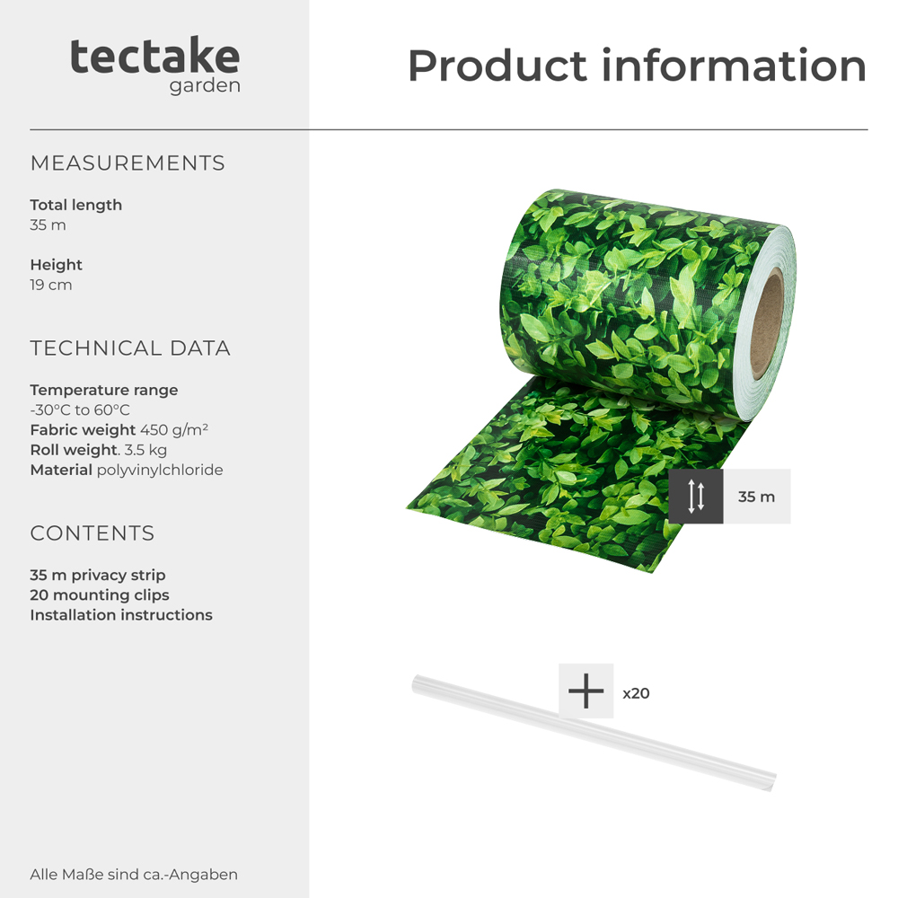 tectake Greenery Privacy Film Double-Sided Print 3500cm Image 8