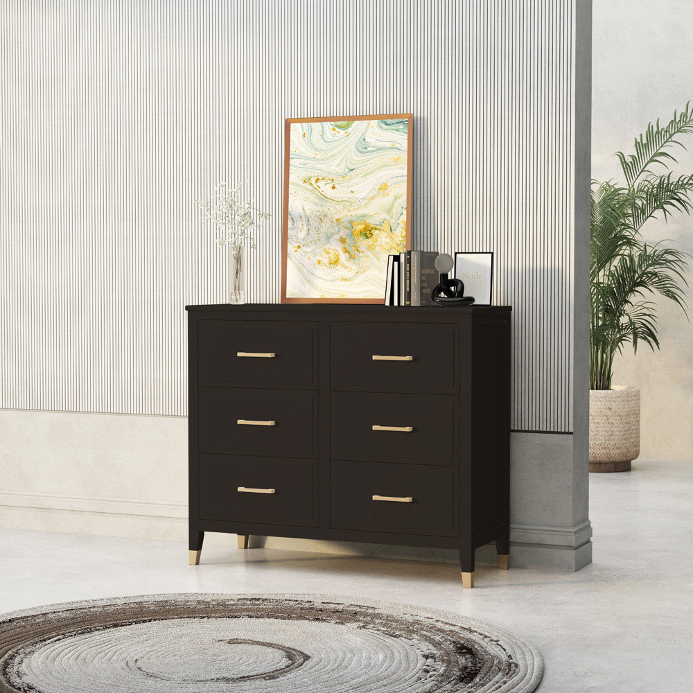 Palazzi 6 Drawer Black Chest of Drawers Image 8