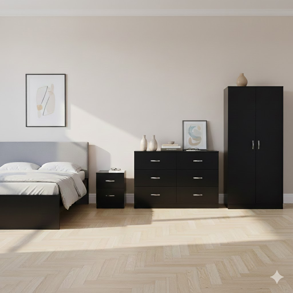 VIDA DESIGNS Riano Black 3 Piece Bedroom Furniture Set Image 5