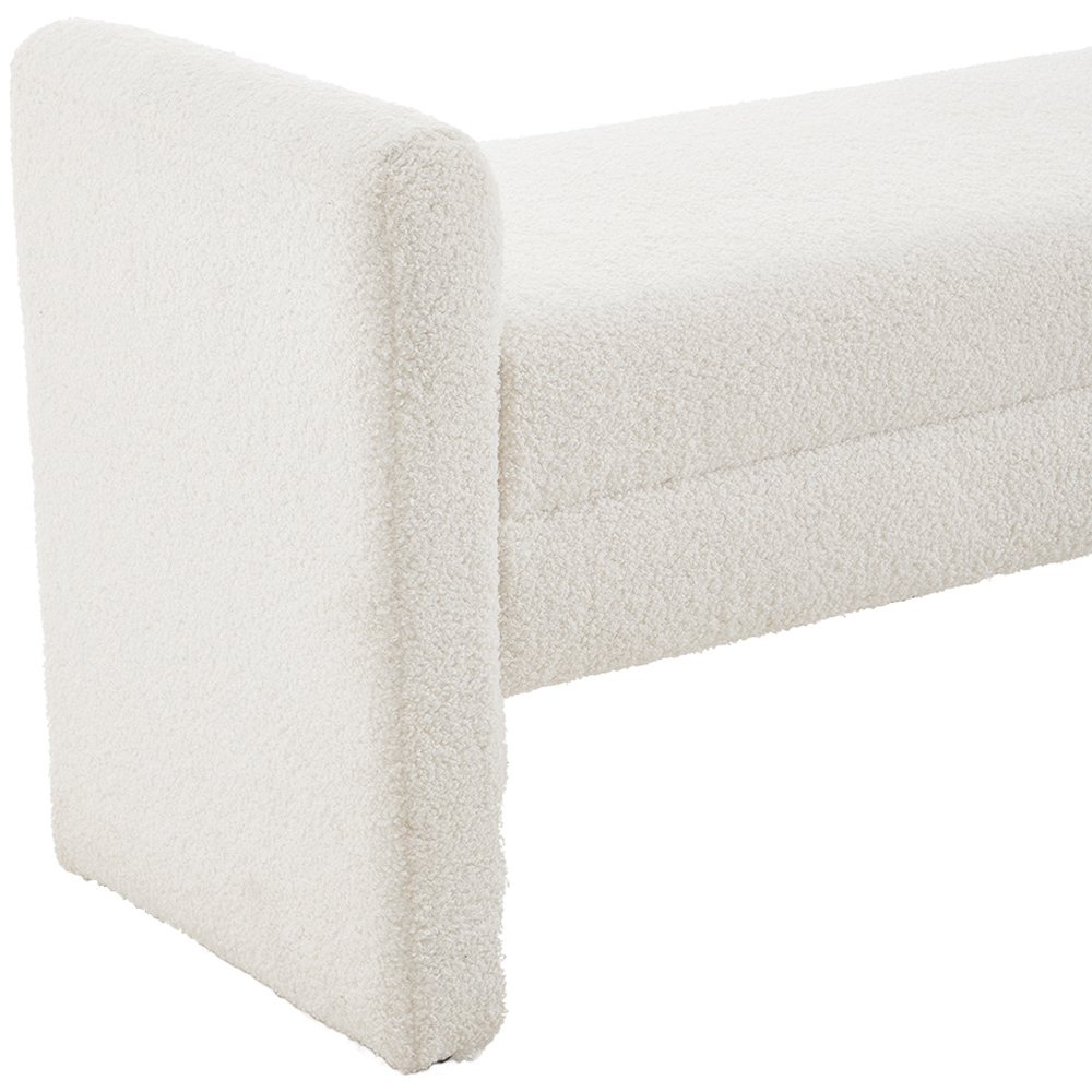 Living and Home White Rectangle Teddy Upholstered H-Shaped Bench Image 4