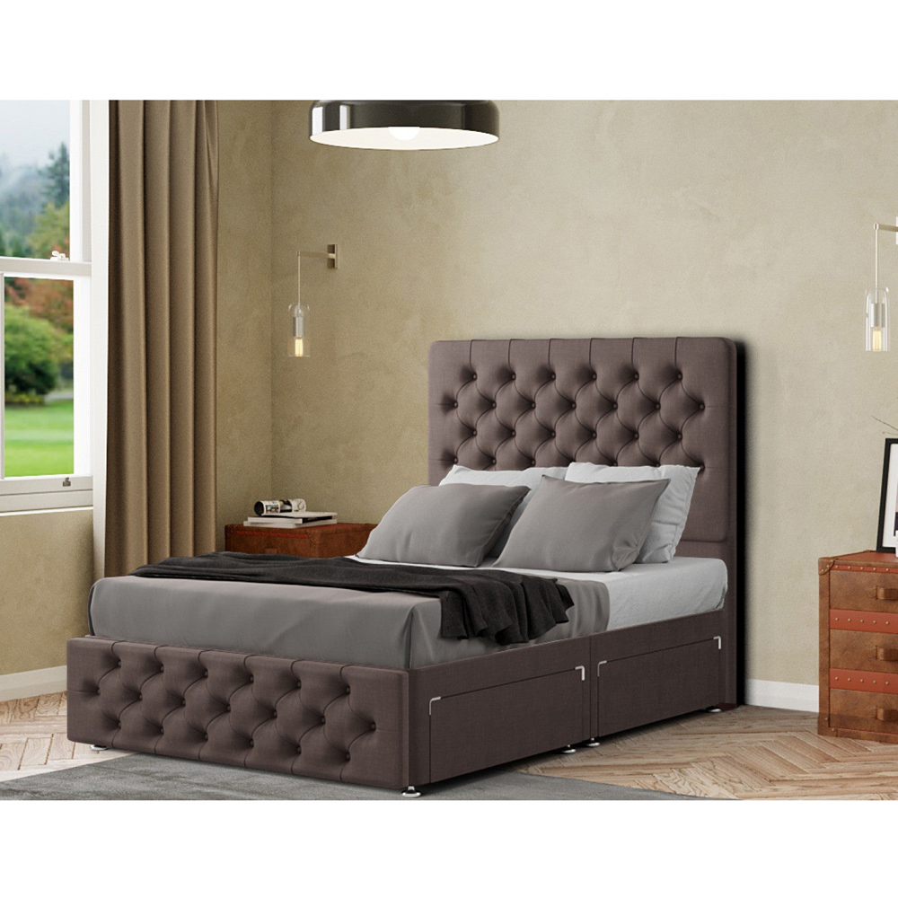 Portland Mary Chesterfield Super King Size Slate Divan Bed Frame with 2 Drawers and Headboard Image 3