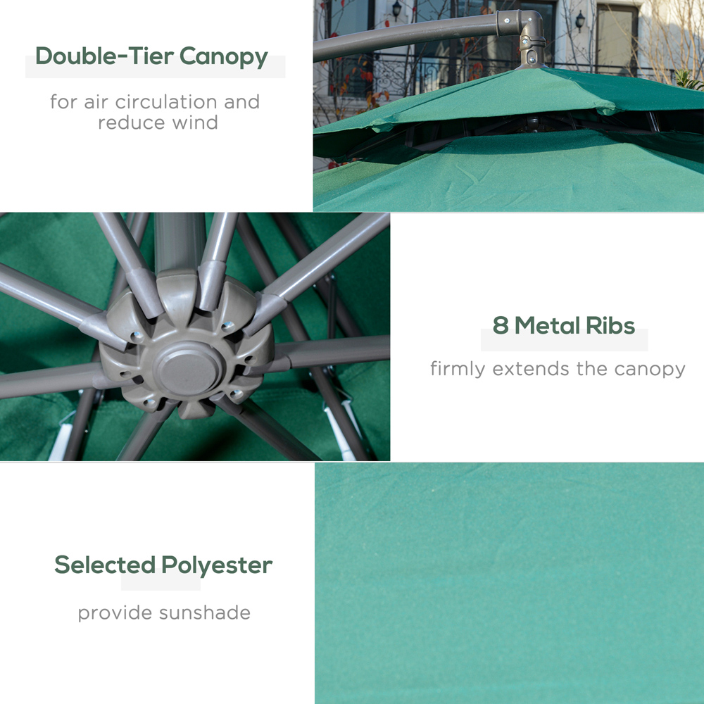 Outsunny Green Double Tier Crank Handle Cantilever Parasol 2.7m Image 6