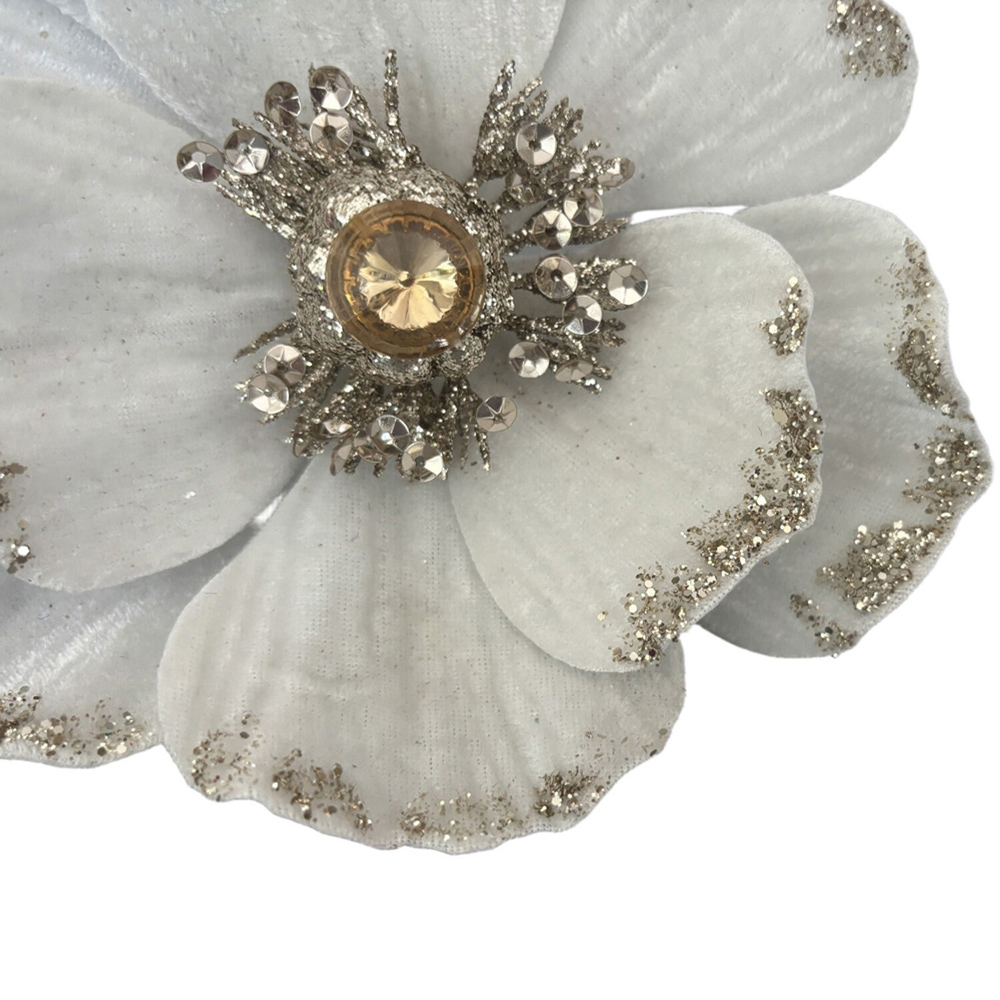 Jewelled Flower Clip White Image 3