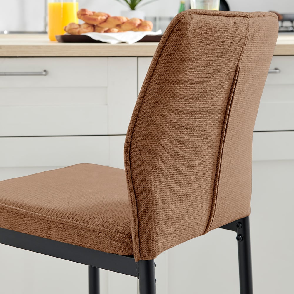 Furniturebox Kira Orange and Black Textured Weave Bar Stool Set of 2 Image 3