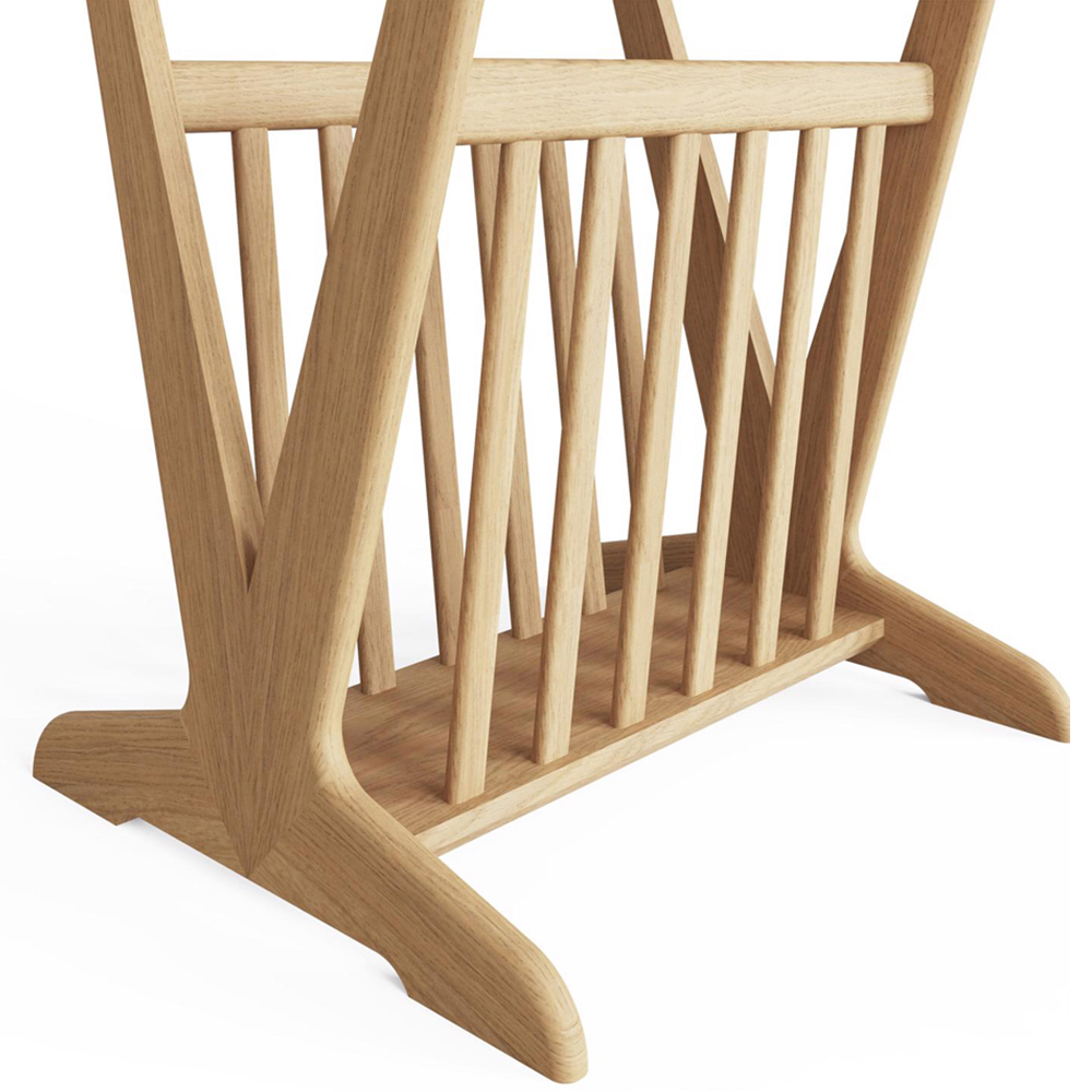 FWStyle Natural Oak Ash Veneer Side Table with Magazine Rack Image 5
