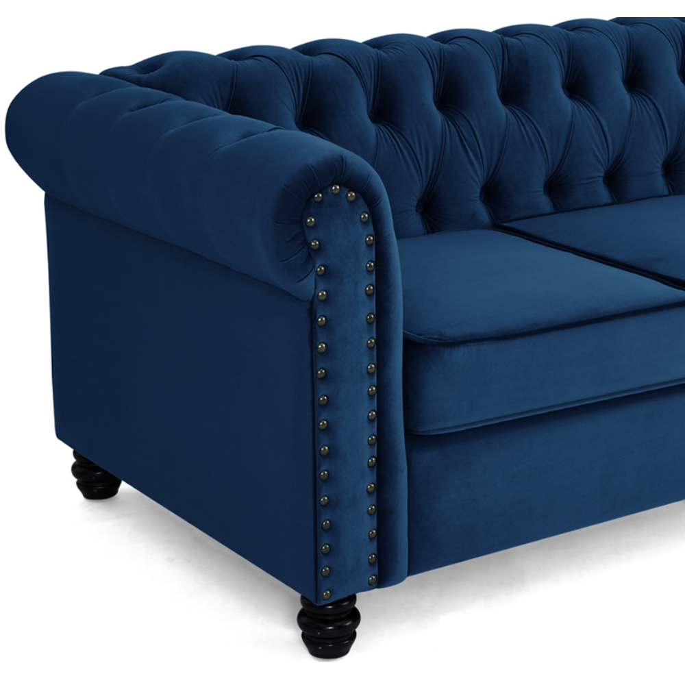 Home Detail Chesterfield 3 Seater Studded Blue Velvet Sofa Image 6