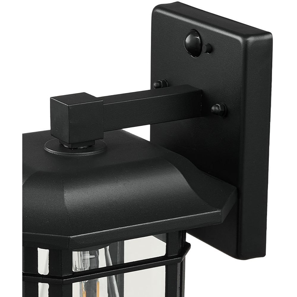 Living and Home Black Aluminium Waterproof Motion Sensor Outdoor Wall Light with Glass Shade Image 4