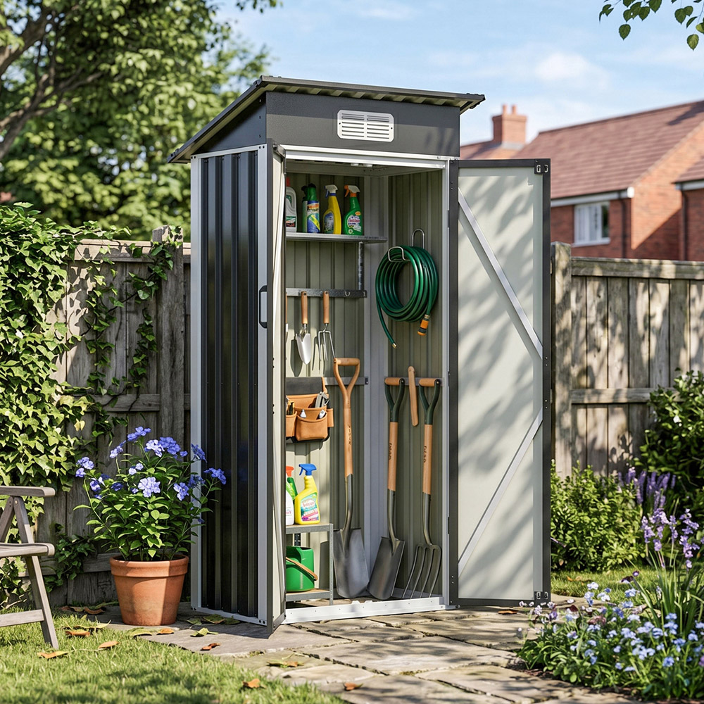 Living and Home 3 x 2ft Black Pent Quick Assembly Metal Garden Storage Shed Image 3