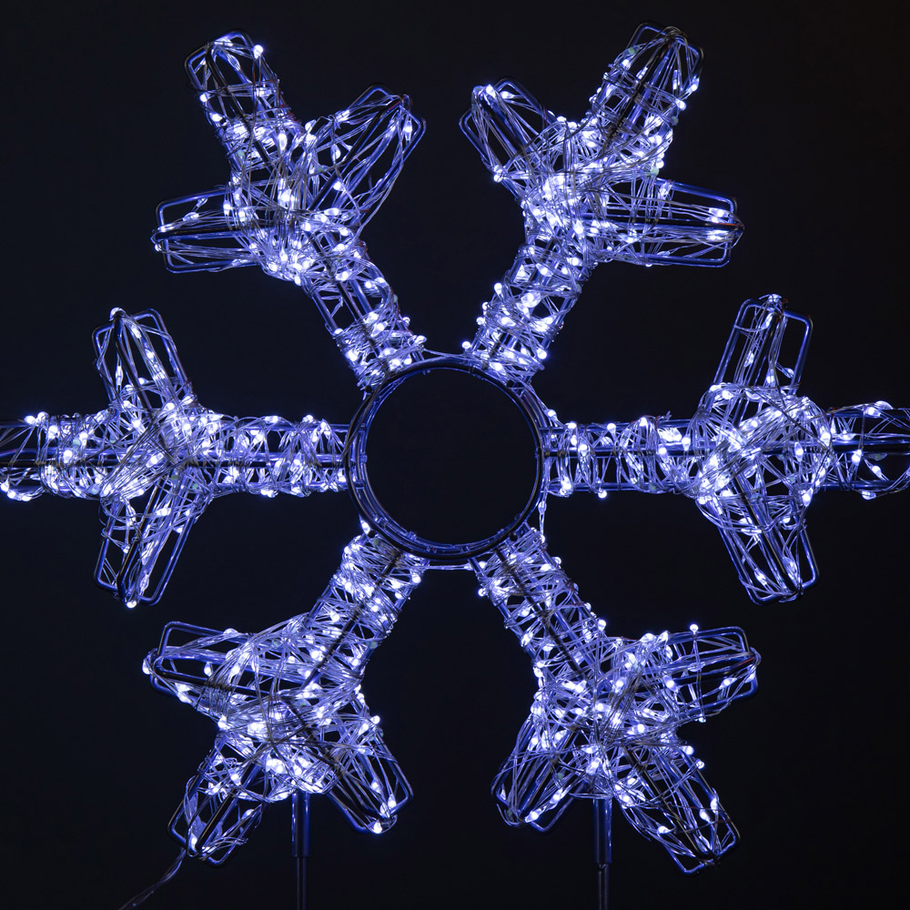 Samuel Alexander 720 White LED Light-Up Twinkling Silver Christmas Snowflake with Metal Stand 45cm Image 7