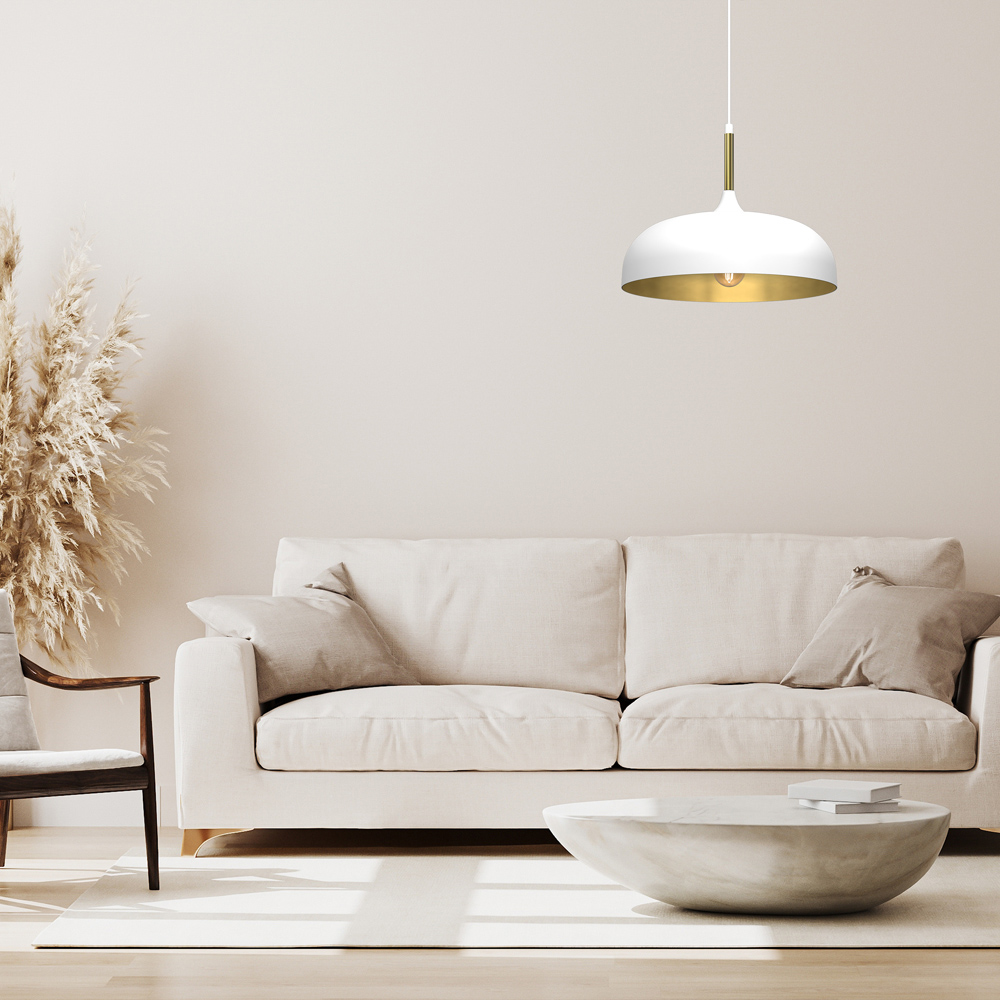 Milagro Lincoln White and Gold Pendant Light Image 5