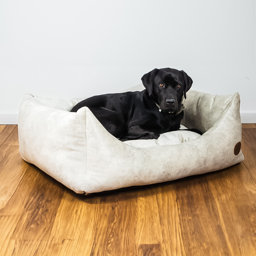 Snug & Cosy Velour Large Rectangle Oyster Dog Bed Image 2