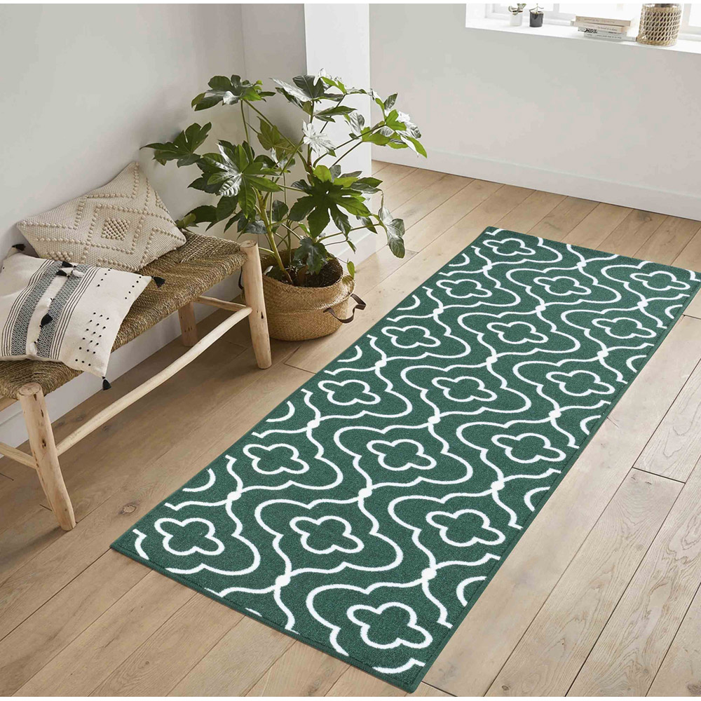 Desire Rugs Havana Emerald Quatrefoil Anti Slip Door Mat 120 x 67cm Image 4