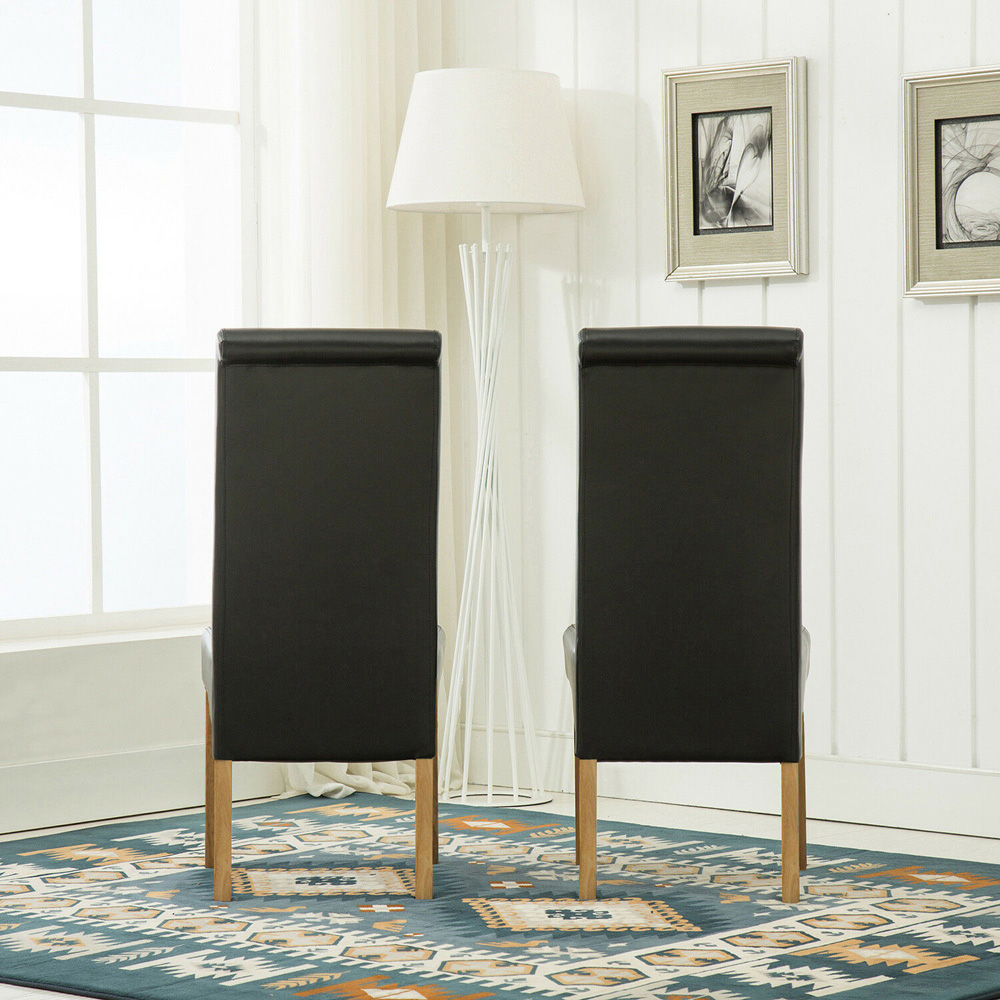 Set of 2 Black Faux Leather High Back Dining Chair Image 4