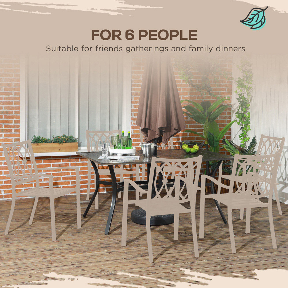Outsunny 6 Seater Wood Effect Steel Garden Table Image 4