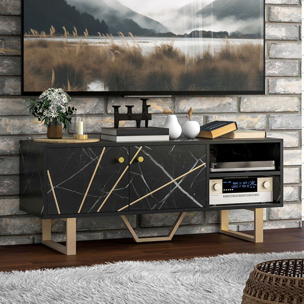 Portland Black Marble TV Unit Image 1