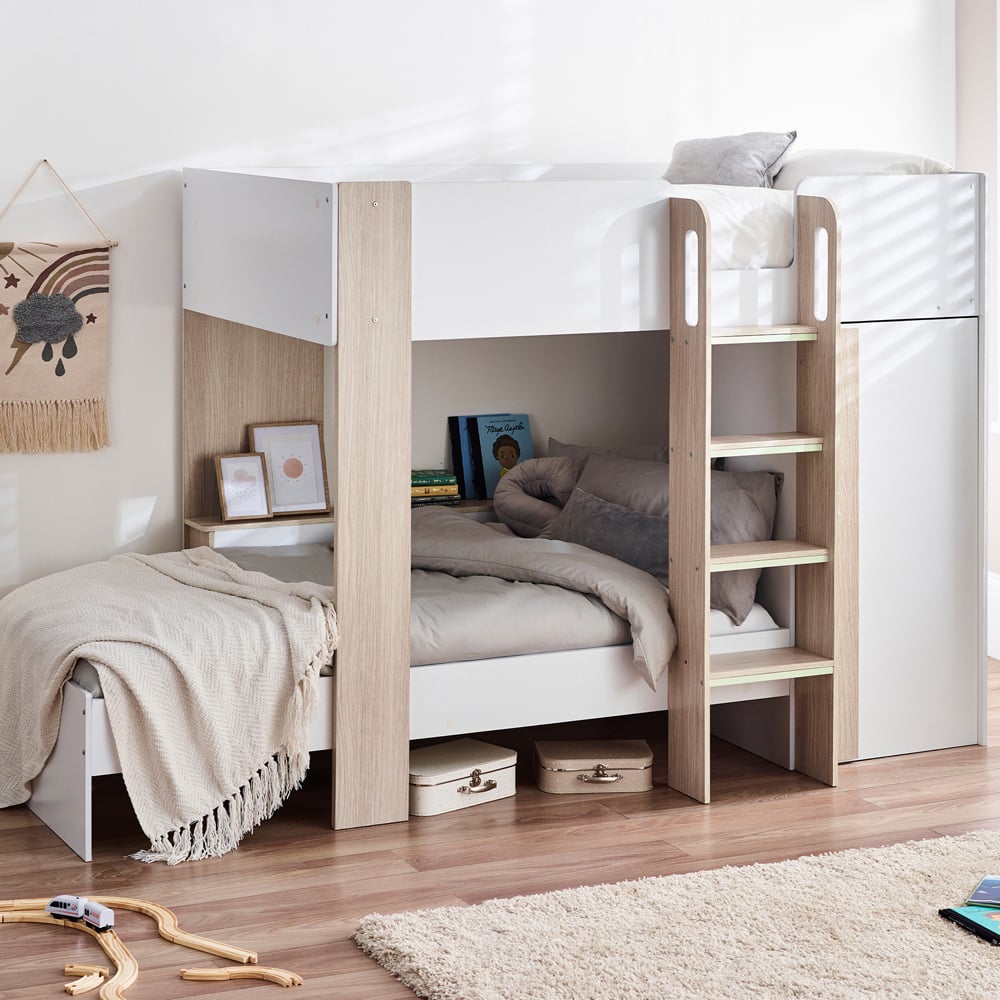 Julian Bowen Horizon Pale Wood and White Bunk Bed Image 1