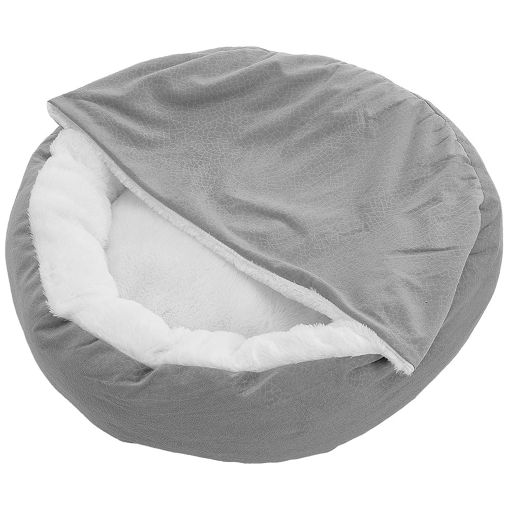 H&O Direct Grey Hooded Pet Bed Image 1
