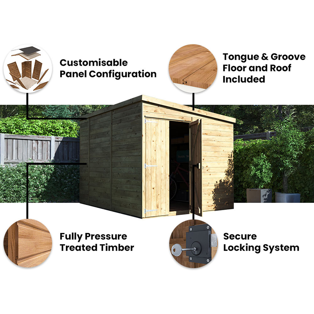 Dunster House Overlord 10 x 6ft Modular Brown Pent Garden Shed Image 4