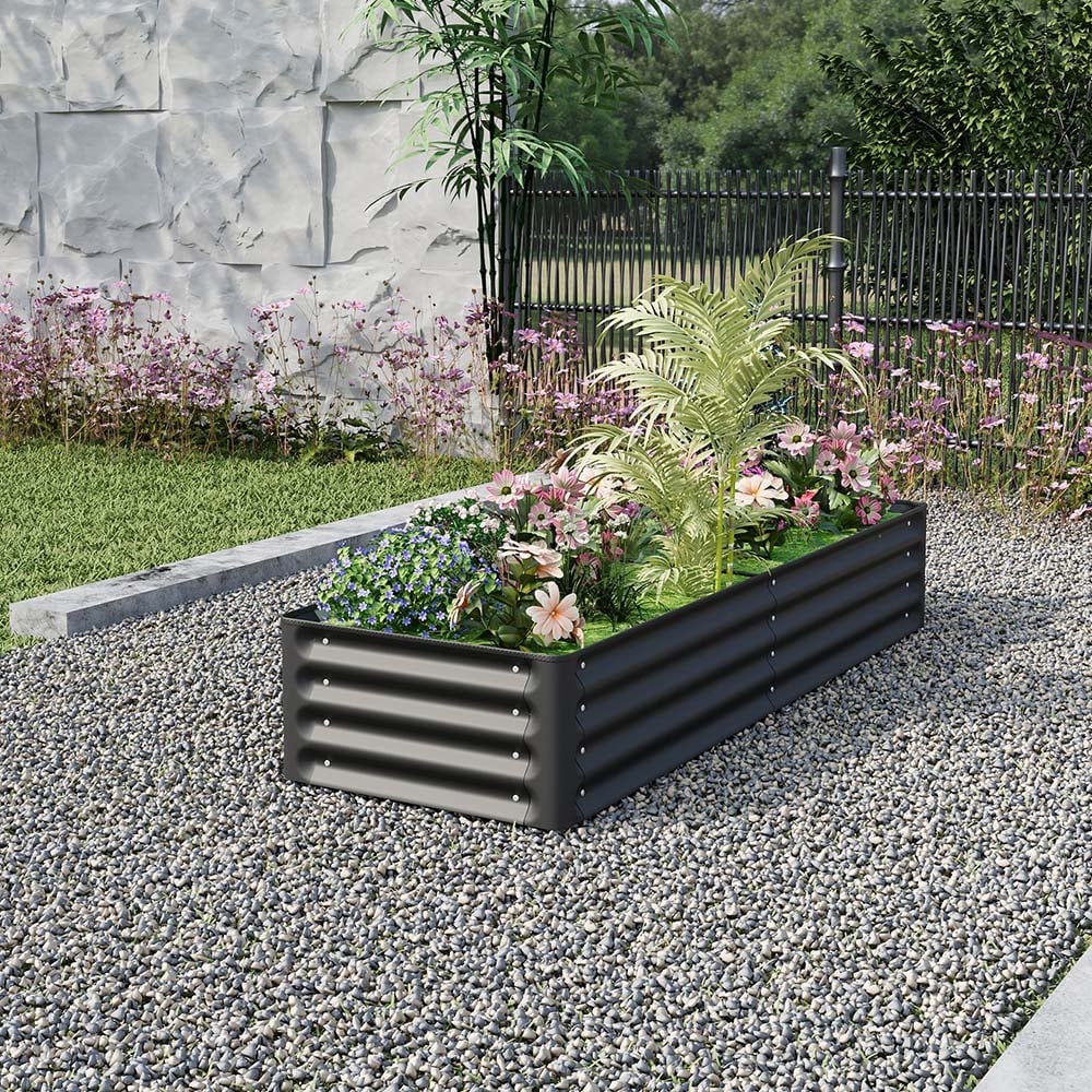 Living and Home Black Rectangular Galvanised Steel Raised Garden Bed 180 x 60cm Image 7
