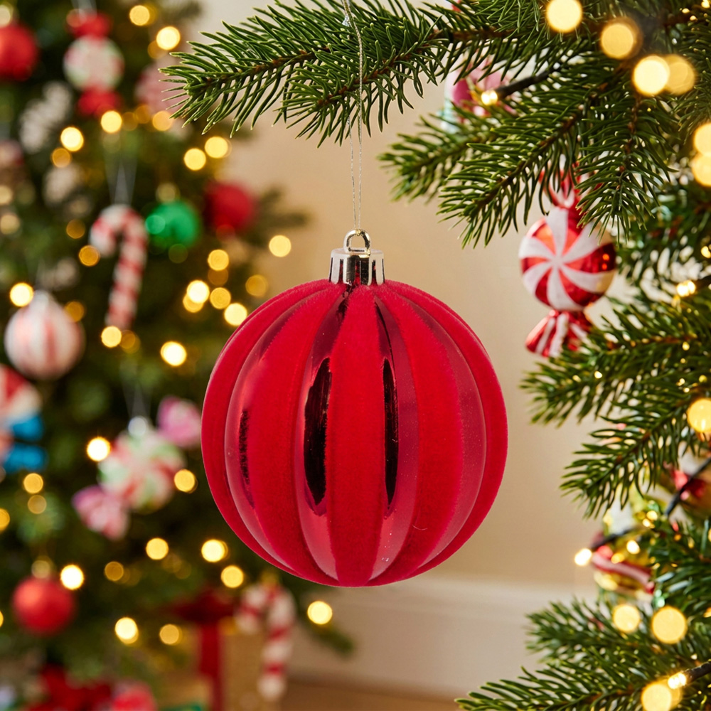 Pack of 50 Striped Baubles Image 3