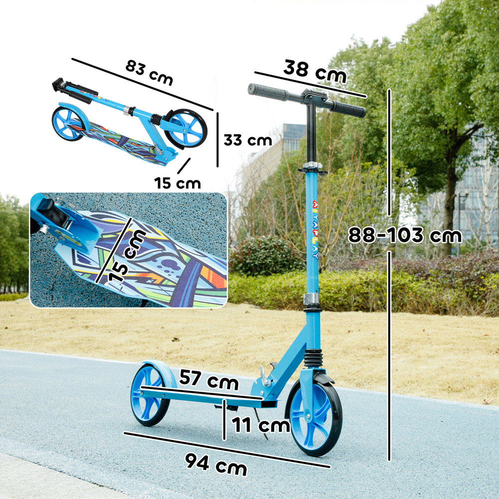 Tommy Toys AIYAPLAY Blue Adjustable Handlebar Foldable Kids Kick Scooter Image 9
