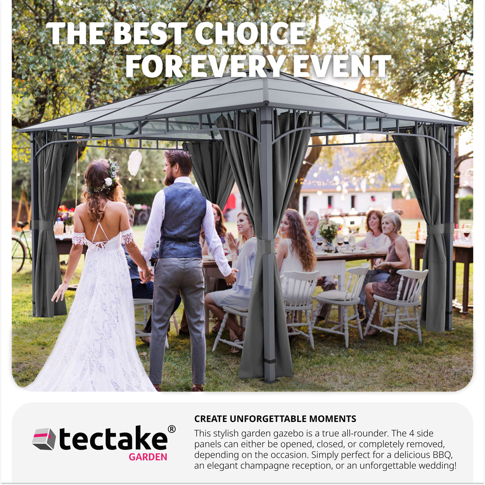 tectake Caracas 4 x 4m Translucent Roof Gazebo with 4 Side Panels Image 7